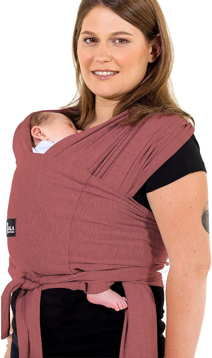 Koala Babycare Baby Sling Easy to Wear - Certified Ergonomic Support - Multi-Purpose Stretchy Baby Carrier Suitable up to 9 kg - Baby Wrap Carrier for Newborn - Bordeaux - Registered Design