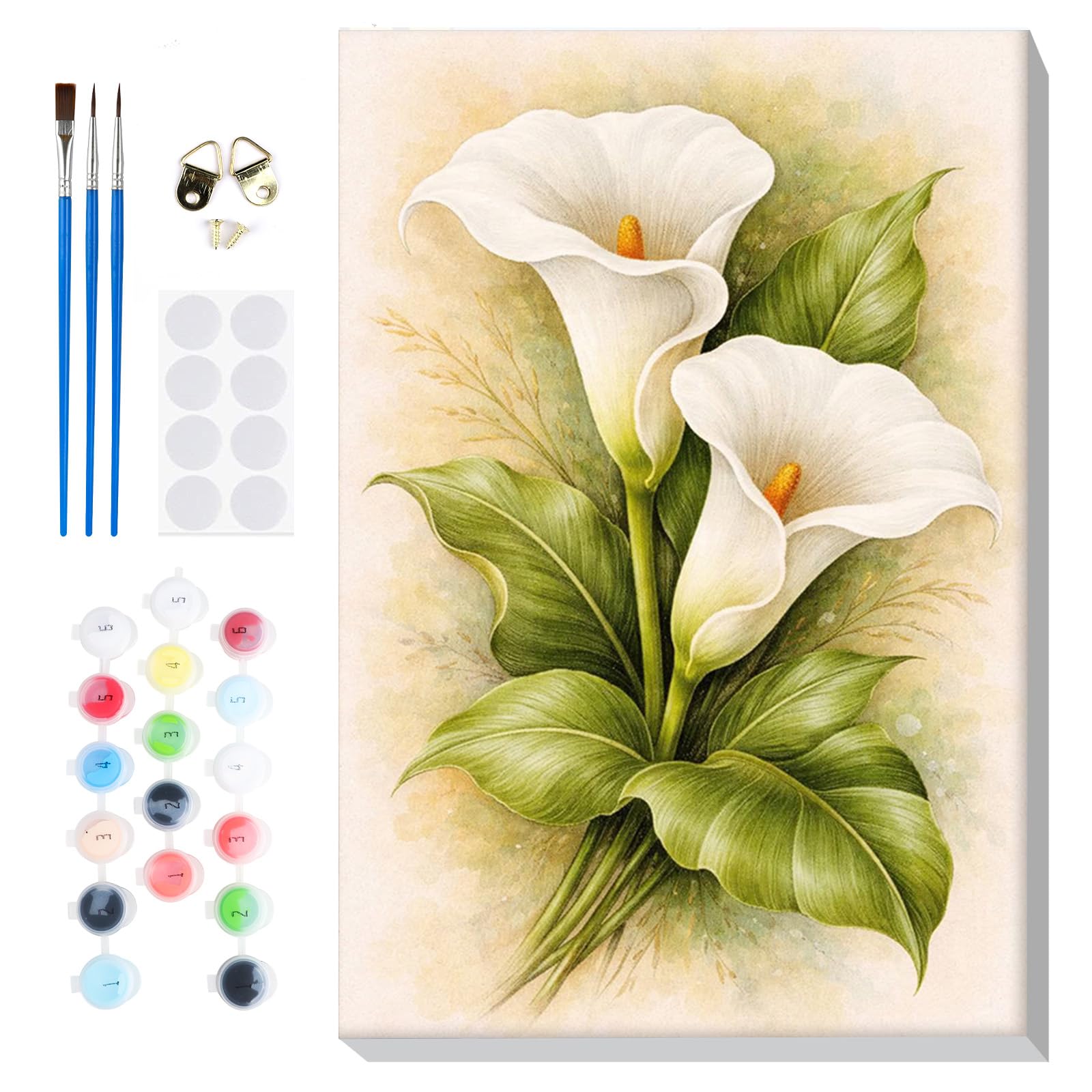 Lxmsja Paint by Numbers Calla Lily for Adults Beginners with Frame Painting by Numbers Flowers on Canvas