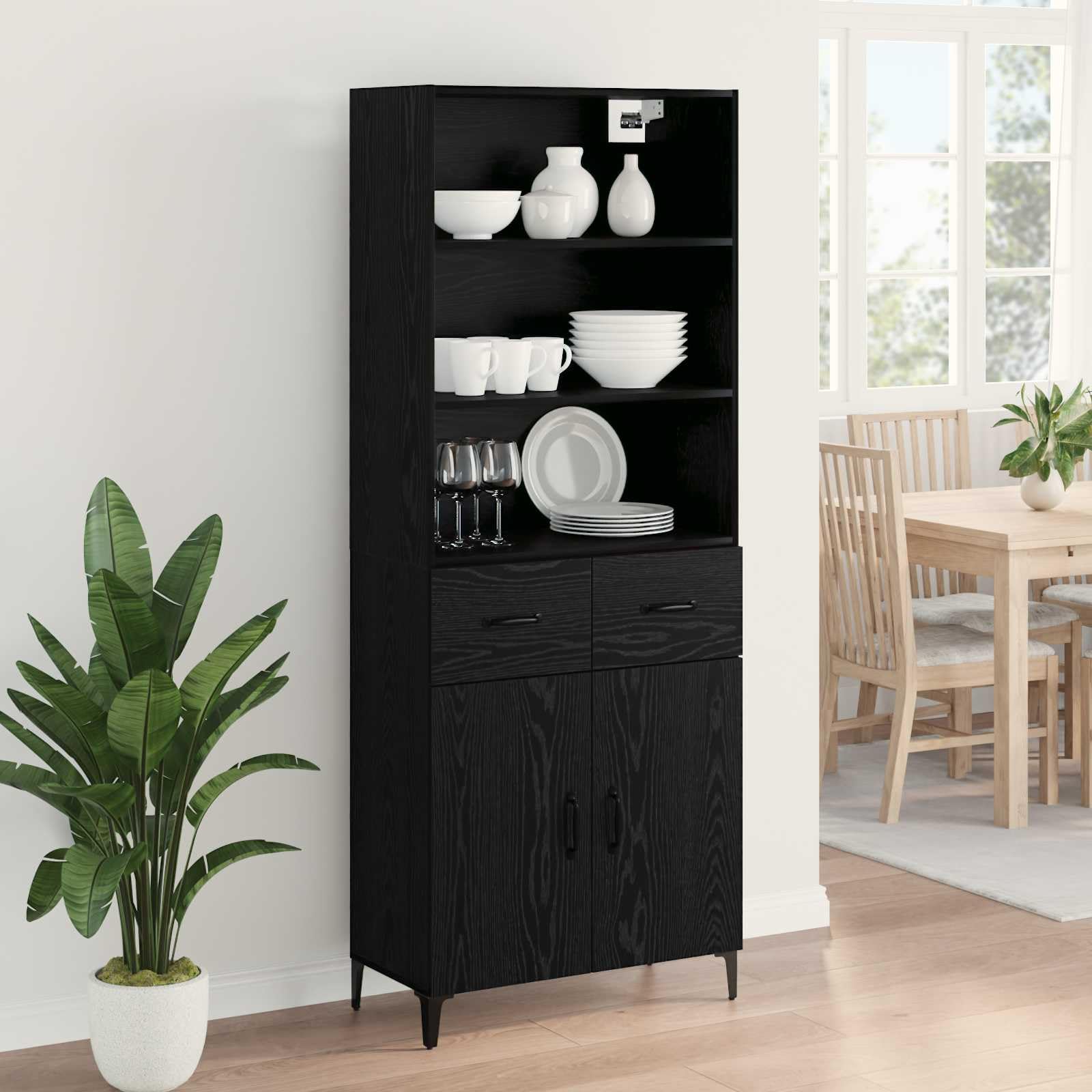 Buffet avec fixation murale en bois d'aspect bois recyclé - Armoire d'appoint pratique avec espace de rangement, buffet et armoire murale aspect bois vieilli en matériau à base de bois