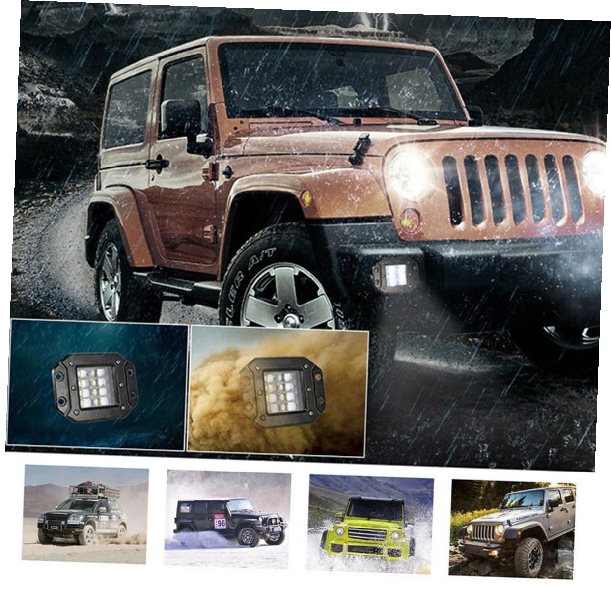 DOITOOL Faros LED 5 160w 2 Piezas Impermeables para Coche Suv Todoterreno, Luz de Trabajo Resistente Ip68, Iluminación Potente para Conducción y Uso Exterior