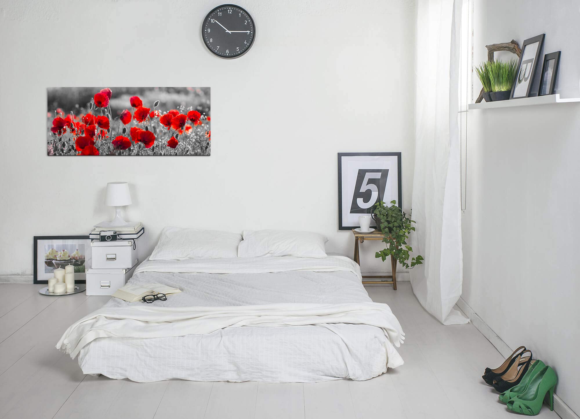 IHAPPYWALL Leinwand-Bilder-Set – 3 Teile, Rustikale Blumen (Mohn, Tulpe, Hortensie), Fertig Gerahmt, 91,4 X 30,5 Cm