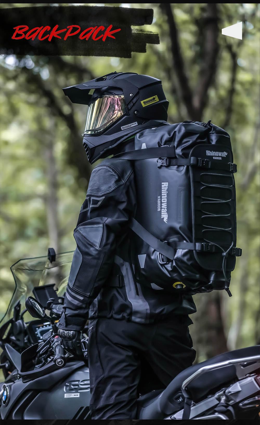 Rhinowalk Borsa da sella per moto 65L impermeabile con espansione MOLLE