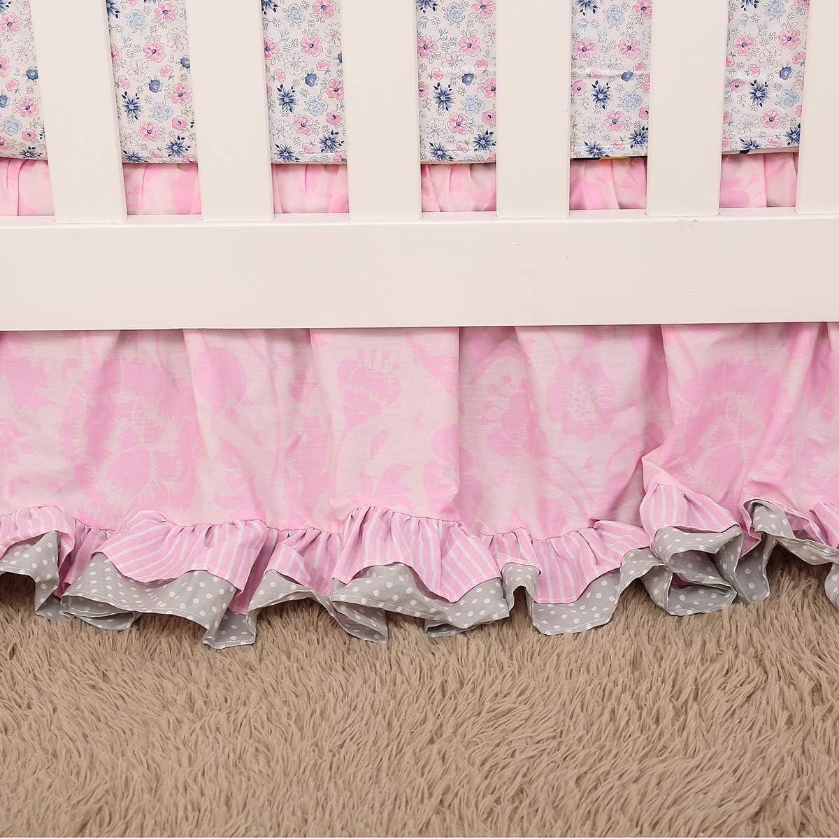 3 PCs Embroidery Butterfly Nursery Crib Bedding Set Quilt Fitted Sheet Baby Girl Butterfly Themed Cot Bedding Set