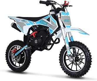 SYX MOTO58CC 4-Stroke Kids Mini Dirt Bike, 8-14 Gas Powered Off-Road Motorcycle, Pocket Pit Trail Bikes W/EPA Approved (BlueWhite)