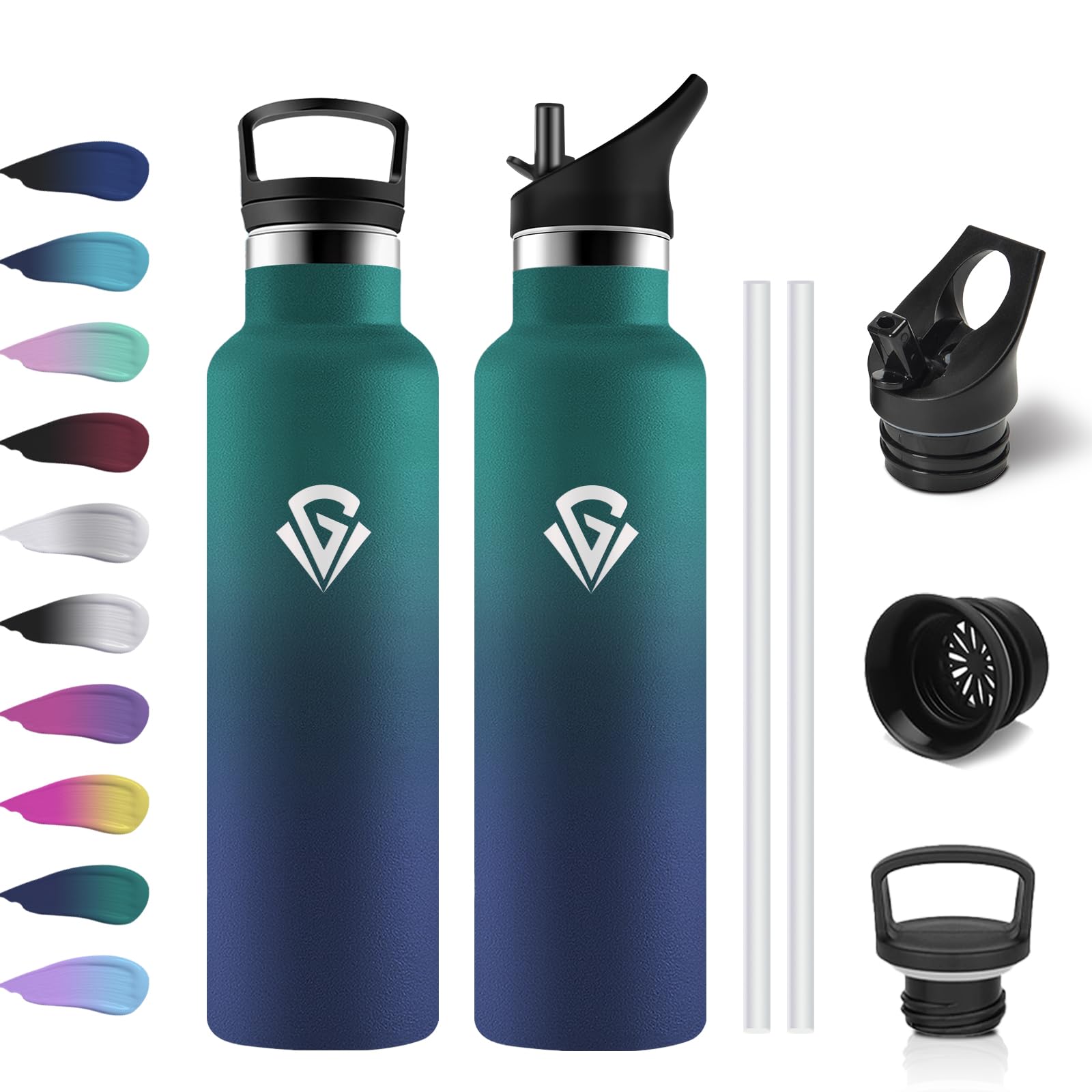 Botella Agua Acero Inoxidable 750ml, Cantimplora Termo con Pajita y Filtro, sin BPA, Reutilizable, Fácil de llevar, Termo a Prueba de Fugas, Cantimplora para Adultos, Oficina, Escuela, Bicicleta — view 9