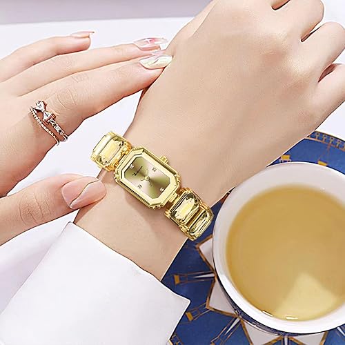 Miniatura 2 de Reloj de pulsera de cristal de lujo para mujer, elegante, rectangular, minimalista, con esfera de diamantes, impermeable, a la moda, delicado,