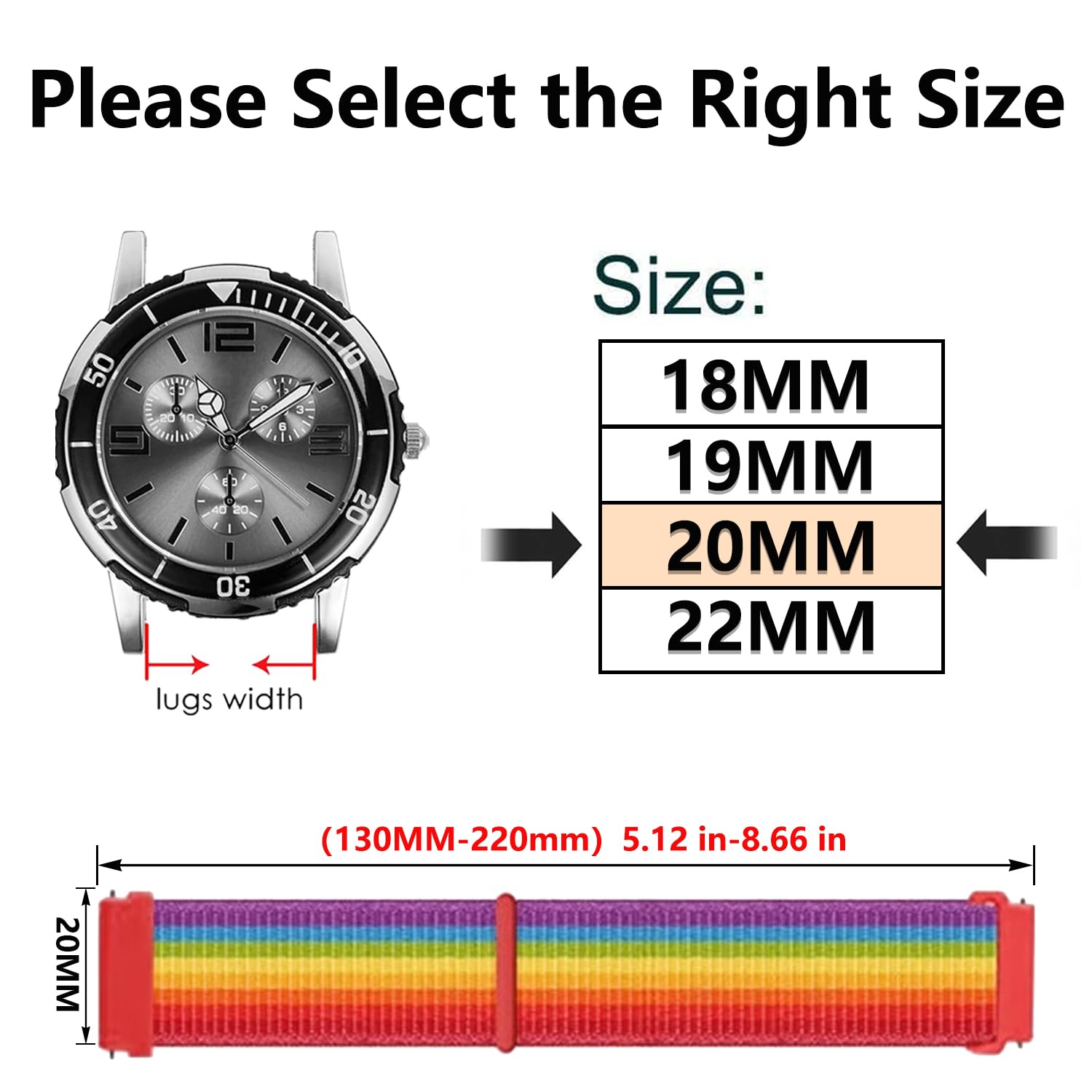 18mm 19mm 20mm 22mm Pasek sportowy z nylonu do zegarka Garmin/Galaxy/Amazfit/Huawei,Miękkie nylonowe paski wymienne zegarków sportowych typu unisex.