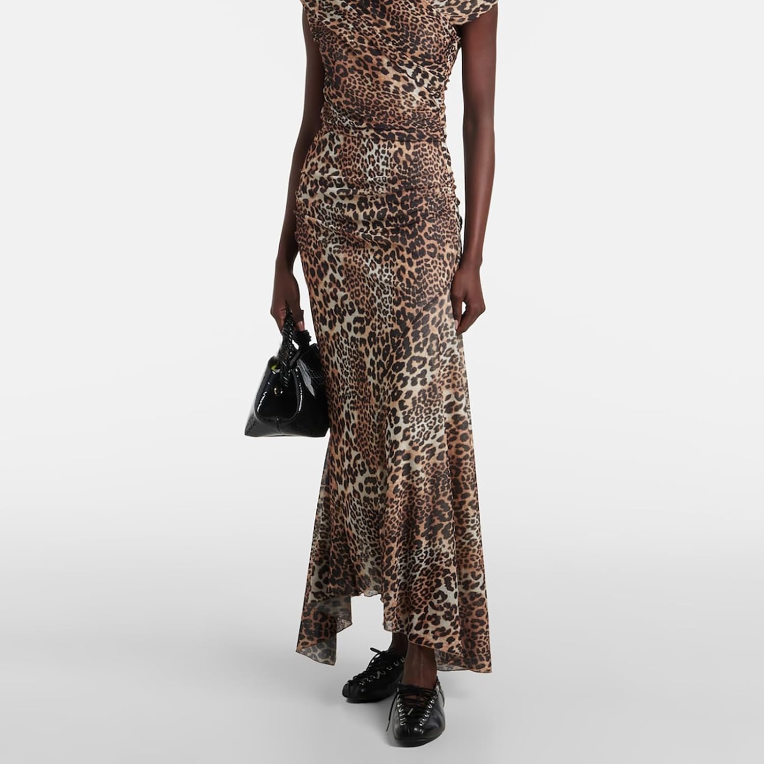 Women's Leather Ballet Flats, Square Closed Toe Lace-Up Flat Shoes, Fashion Dress Work Comfort Slip On Shoes with Elastic Backstrap - Image 2