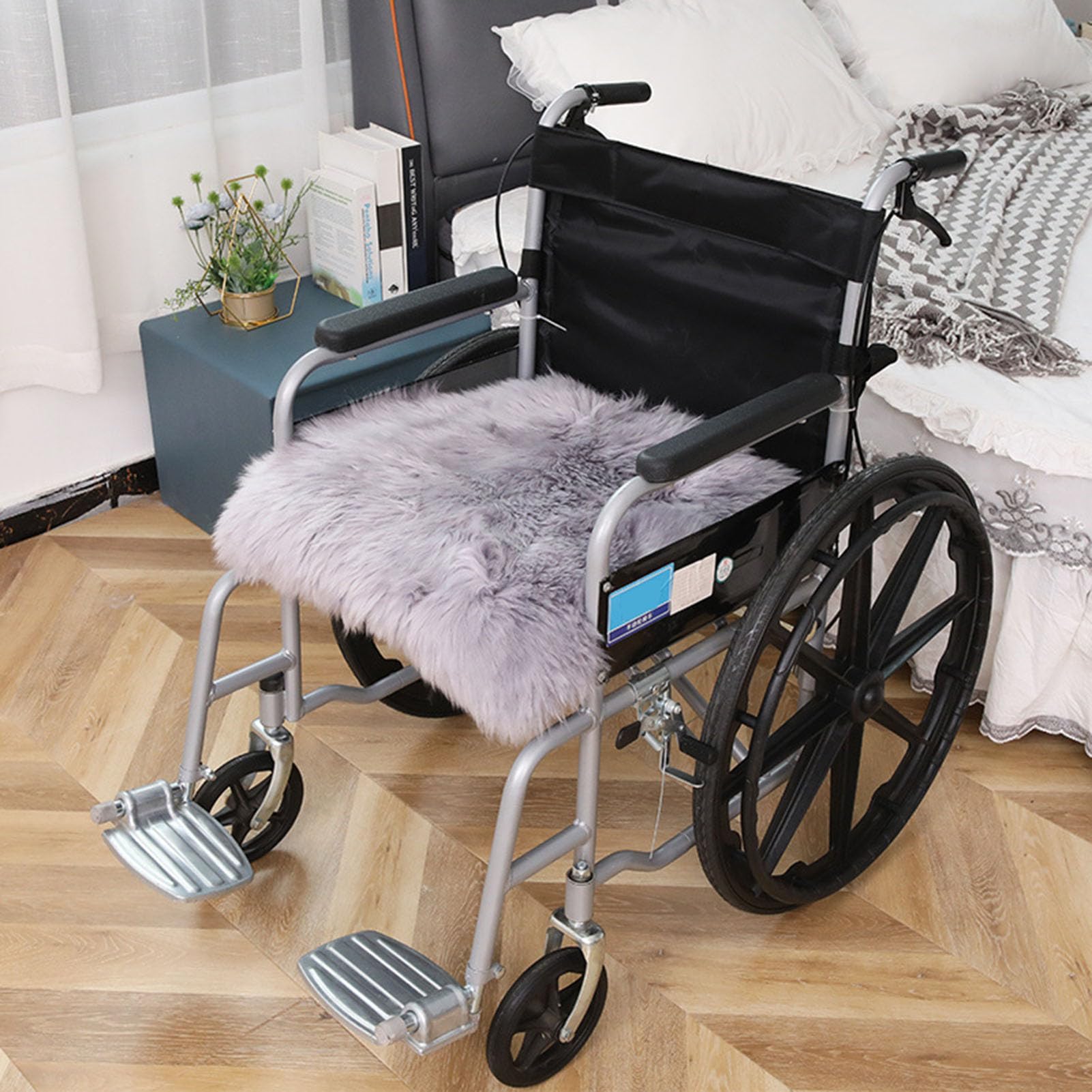 vanenferse Pure Wool Fleece Top Wheelchair Cushion, Winter Warm Wheelchair Seat Cover, Fleece Wheelchair Cosy Cushion, Super Soft Wool for Wheelchairs, Cars or Home