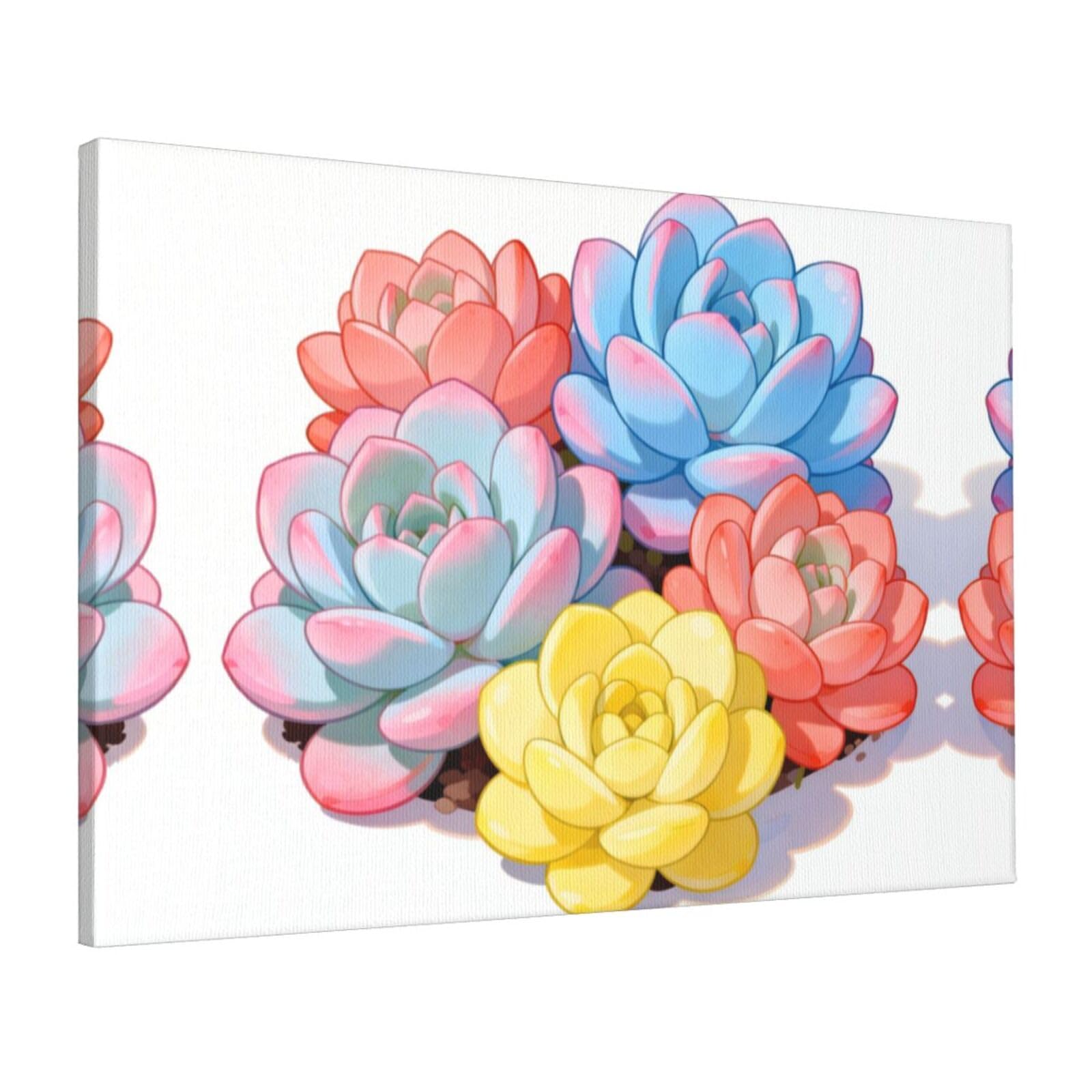 CNTDBU Succulent Garden Canvas Wall Art 16x24 Inch-Large Modern Painting Print for Living Room, Framed Ready to Hang Artwork for Bedroom