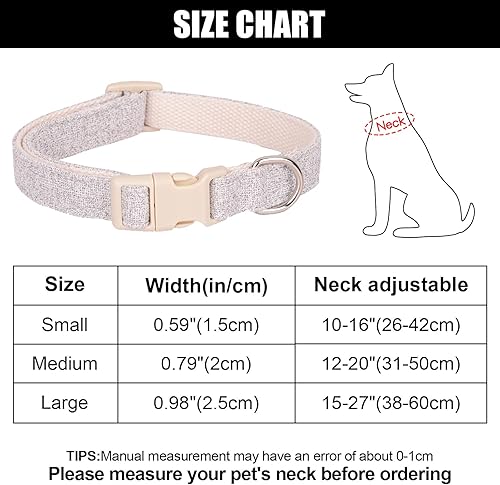 Miniatura 4 de Collar de algodón de cáñamo para perro con correa, collares suaves y ajustables con hebilla de seguridad de plástico, lindo collar resistente para