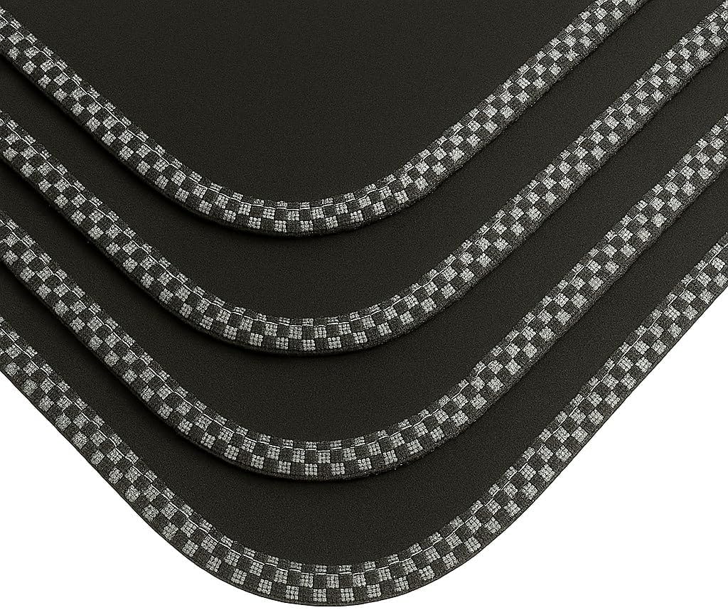 Car Mats - For BMW X1 (2023-2025) - U11 - Tailored Floor Mats - Silver Check Trim - Black Carpet - Anti-Slip Backing - 4 Piece Set - VEL Pads