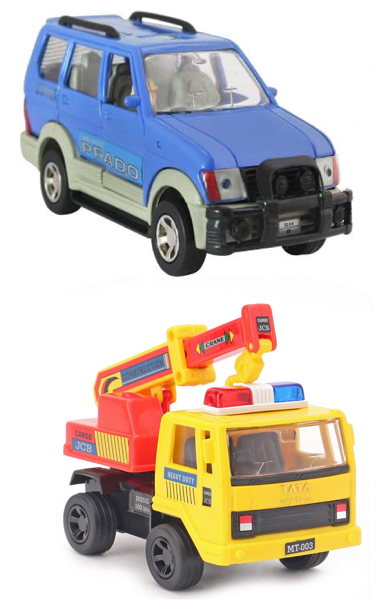 The Game Begins Combo Toys of Prado Car Blue and Crane Toys | Pull Back Action Toys | Set of 2