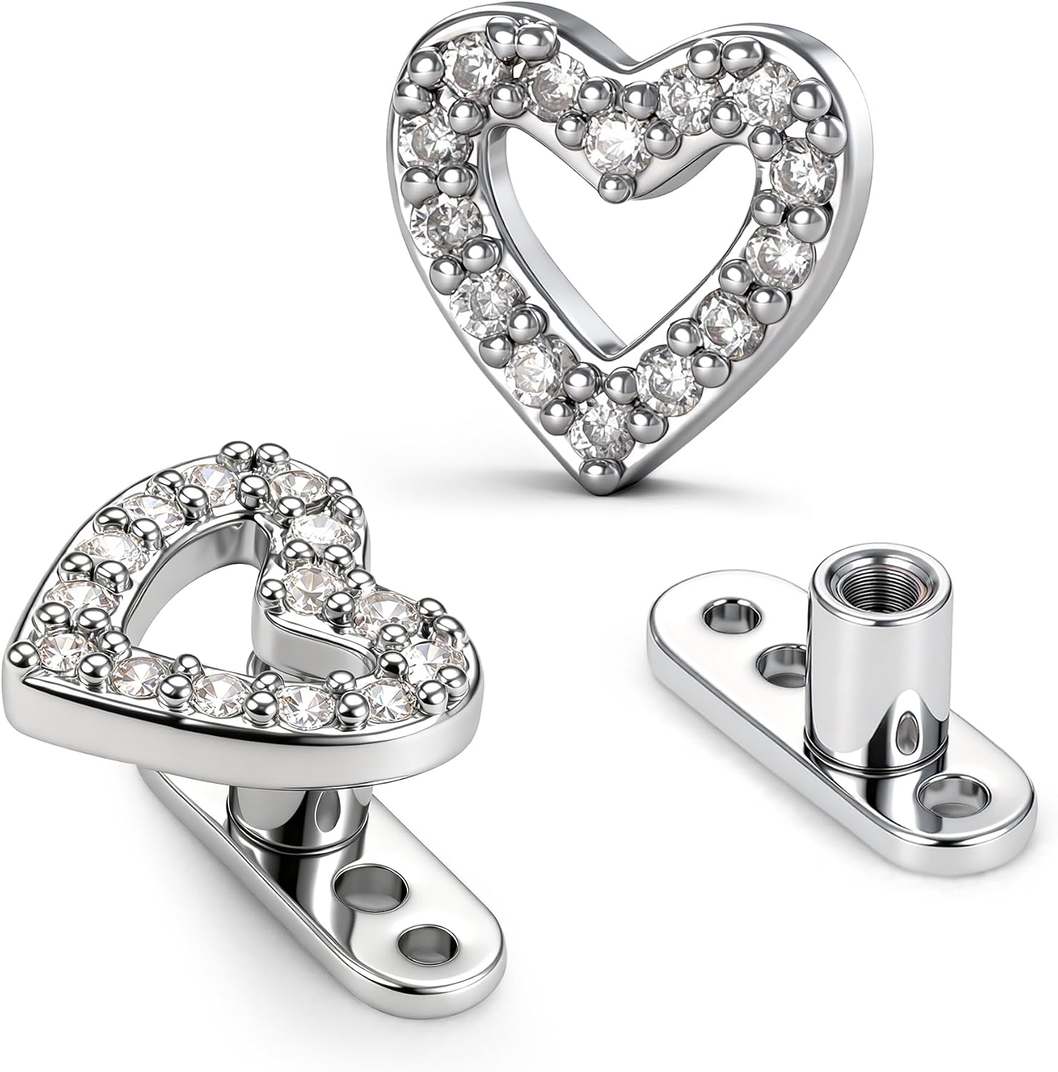 UBGICIG 14G Dermal Jewelry, Surgical Steel Dermal Piercing Kit Hypoallergenic, Anchor Cross Heart Dermal Tops Body Piercings Dainty CZ Microdermal Piercing kits for Women Men
