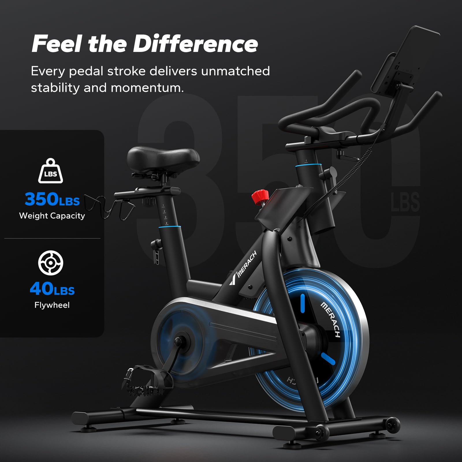 MERACH Robuster magnetischer Heimtrainer mit 10 kg Schwungrad, 50% verbesserte Trainingseffizienz, ultra-leises Design, stoßdämpfendes, extra großes Kissen, Indoor-Bike mit exklusiver App, bis zu Sport & Freizeit