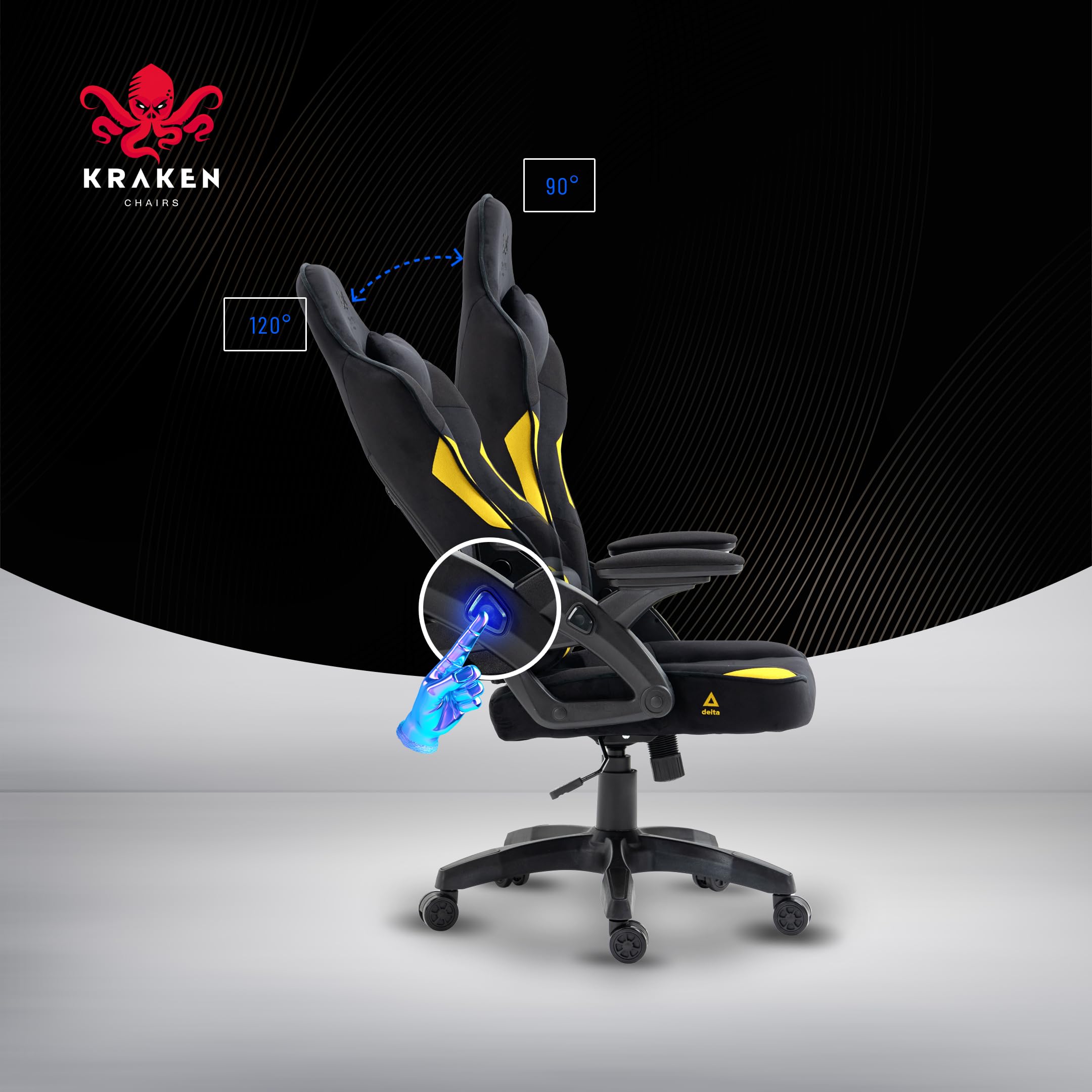 Sedia Gaming Tessuto Velluto - Giallo Poltrona Gaming Ergonomica Con Cuscino Lombare, Poggiatesta, Braccioli 2D E Dondolo, Sedia Ufficio Con Schienale 120°, Portata 130 kg