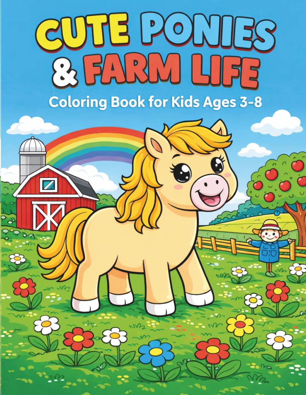 Cute Ponies & Farm Life Coloring Book for Kids