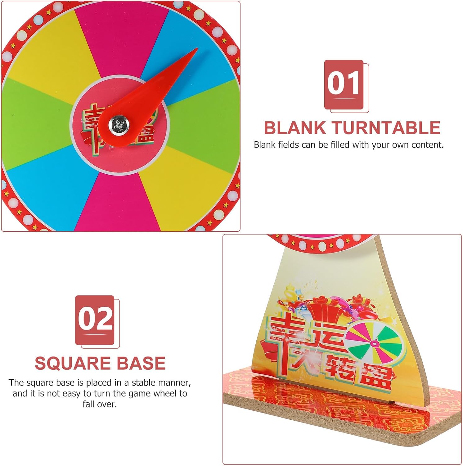 MERRYHAPY DIY Fortune Rotating Roulette Wheel for Parties and Game Props, Easy to Use and Carry, Made of Sturdy PVC Material, Small and Delicately Designed for Custom Handwritten Content