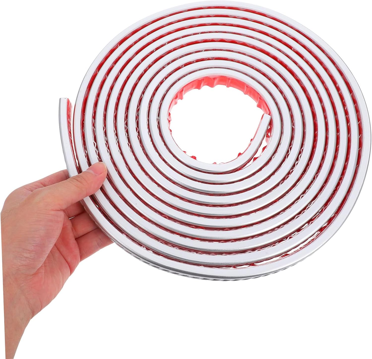 Peel and Stick Flexible Crown Molding Trim Self-Adhesive Wall Decor for Home Improvement Elegant Design Easy Installation for Smooth Surfaces Silver Trim