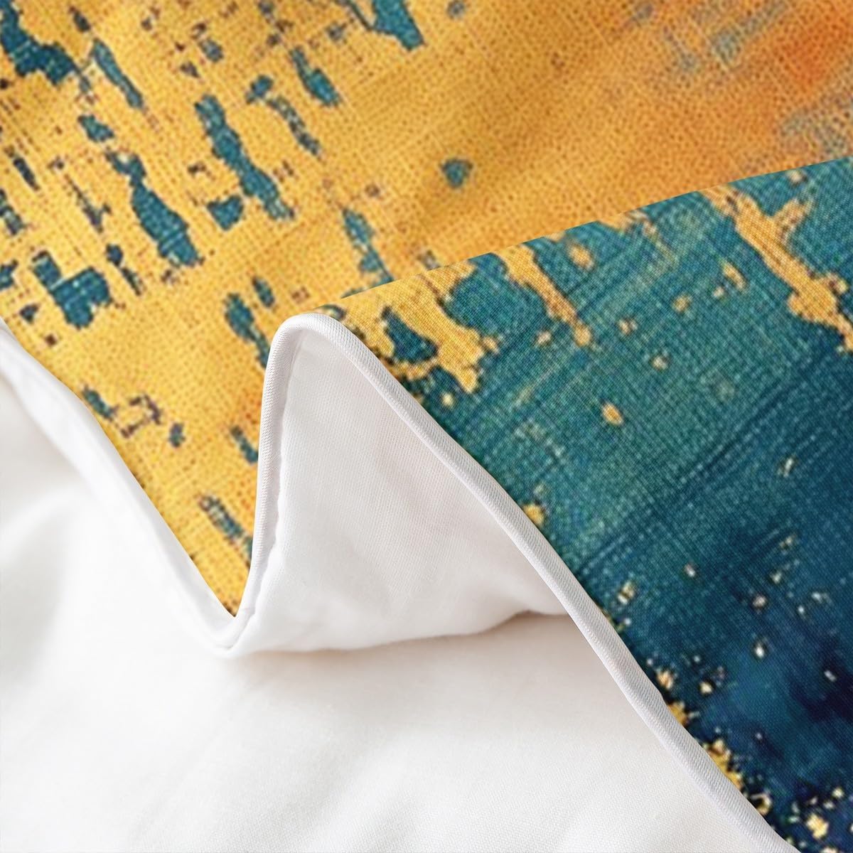 jejeloiu Retro Watercolor Design Duvet Cover 100% Cotton Queen Size Boys Girls Abstract Art Bedding Set Breathable Soft Teal and Orange Colorful Art Artwork Comforter Cover 3Pcs Bedroom Decor Zipper