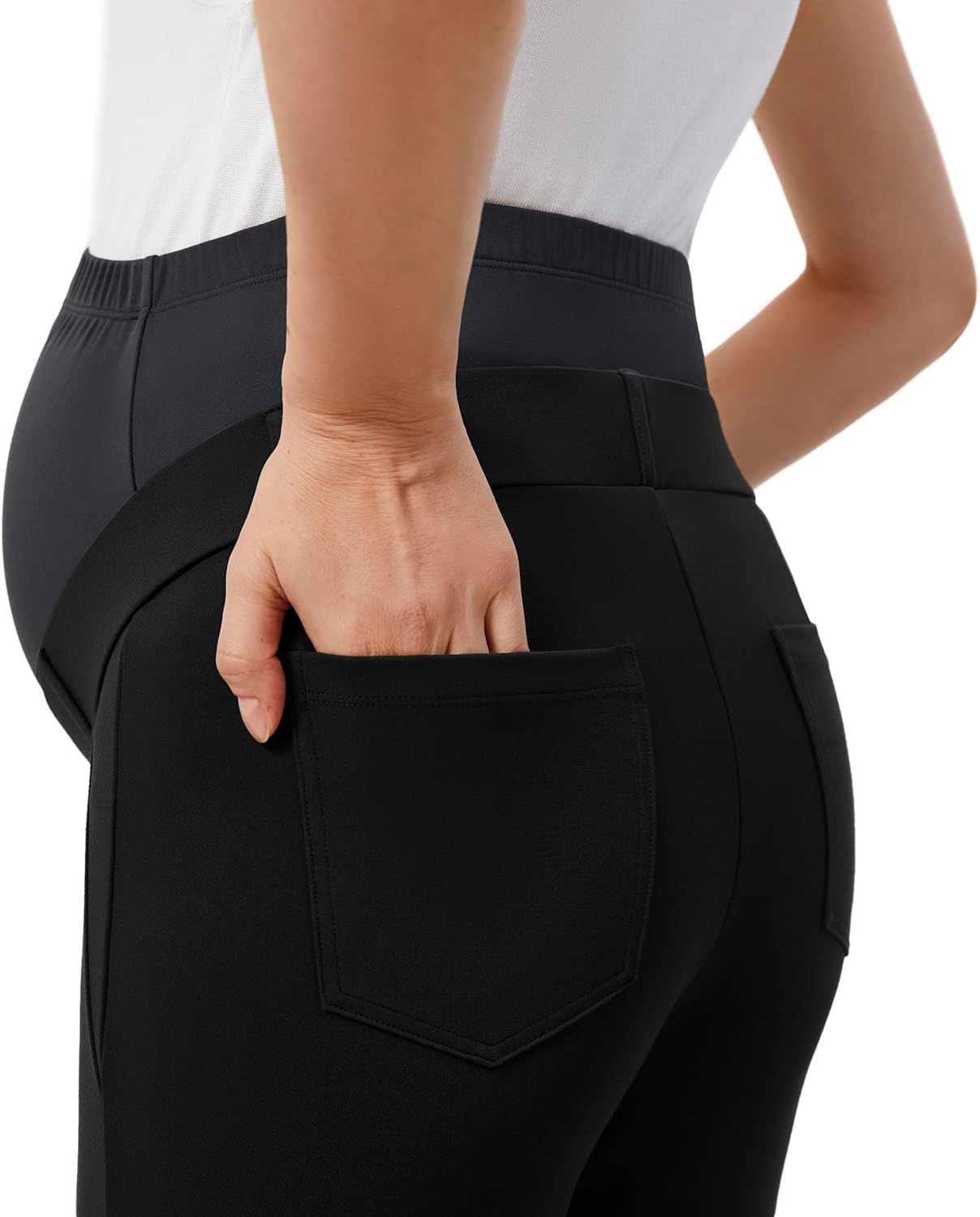 AFITNE Maternity Pants for Work Over The Belly Straight Leg Dress Slacks Strethy Pregnancy Office Casual Yoga Pants - Image 3