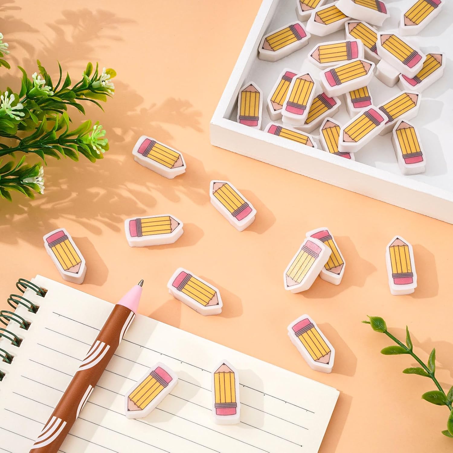 Whaline 60 Pcs Back to School Eraser Pencil Shape Mini Erasers Cute Pencil Collection Erasers Classroom Stationery for First Day of School Party Favors Student Prize Homework Rewards Gift Filling image 3
