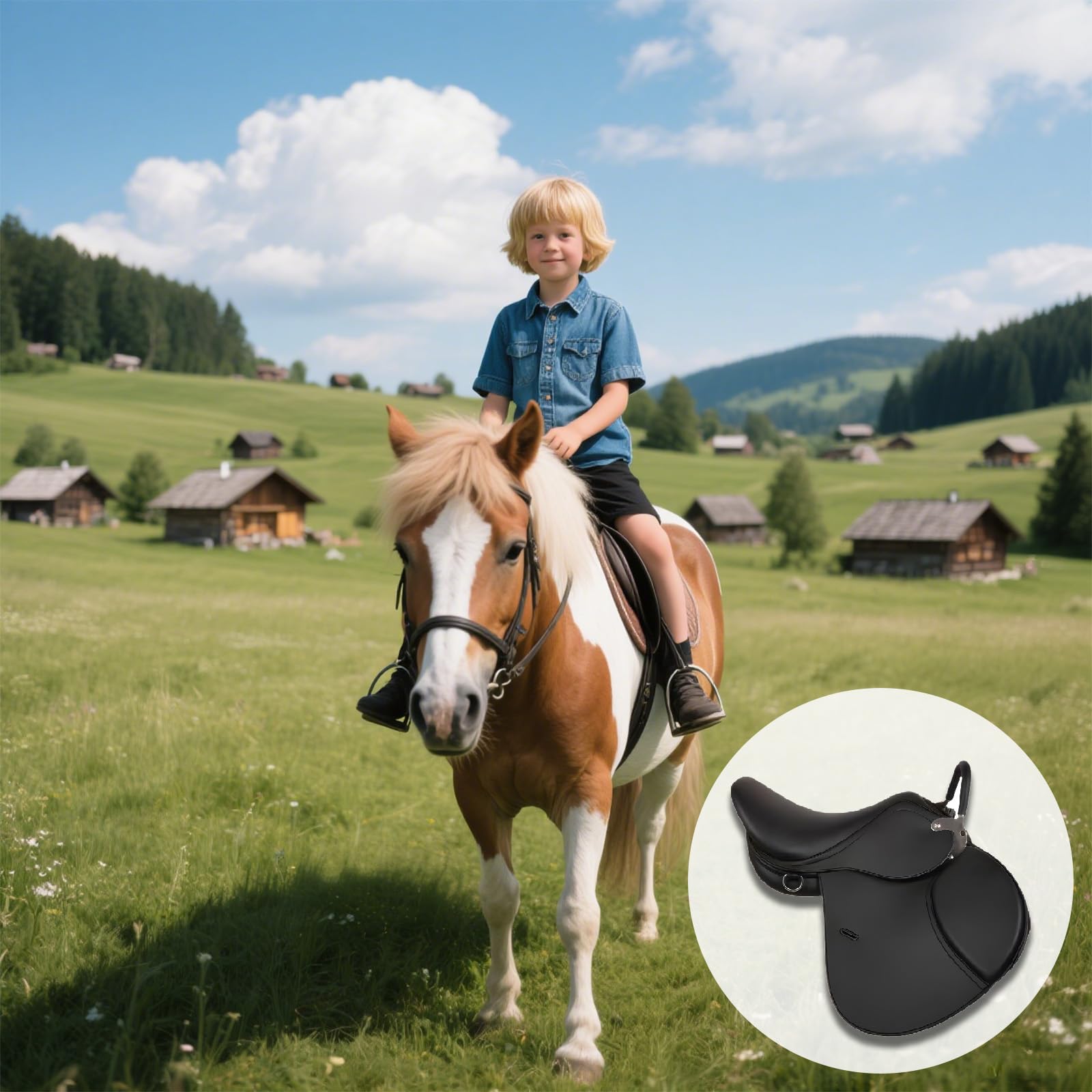 Silla de montar junior, silla ecuestre silla de montar americana caballo de doma clásica silla de montar occidental silla de montar de truco silla de carreras, para diversas competiciones ecuestres