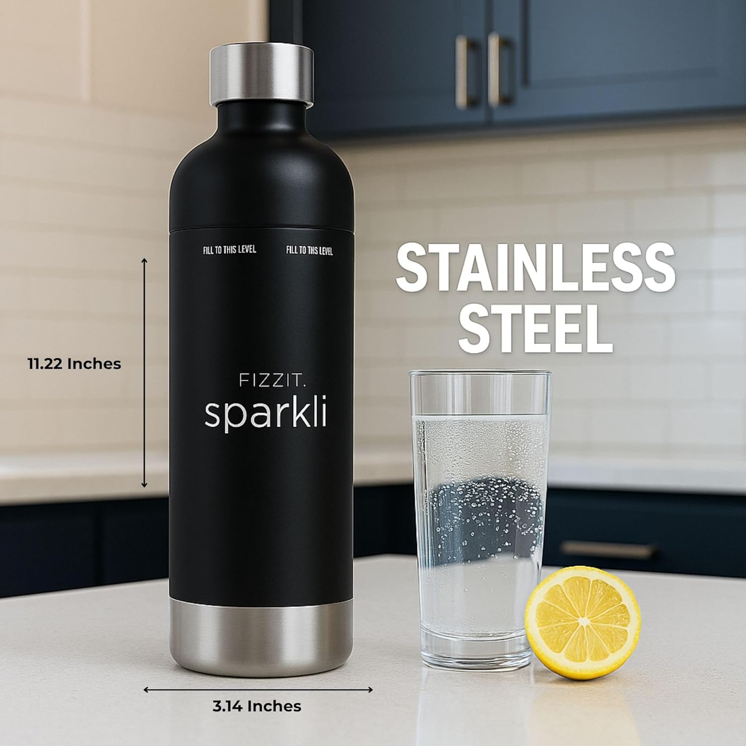 Stainless Sparkli Soda Maker with 3 Bottles – White, Black & White Stainless Steel Bottles Included