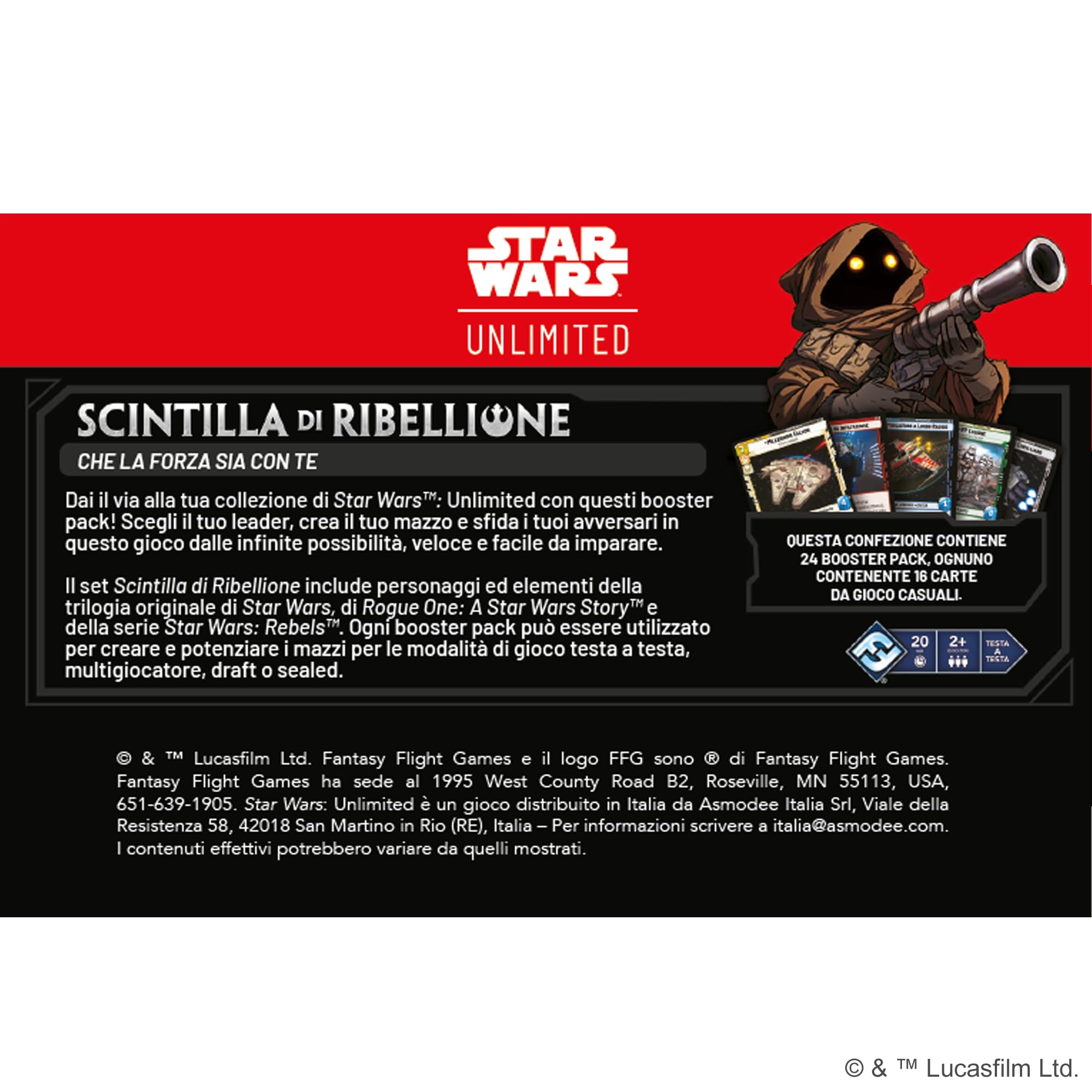 Asmodee Star Wars: Unlimited TCG Scintilla di Ribellione, BOOSTER DISPLAY (Set di 24 Booster Packs), Gioco di Carte Collezionabili per Bambini e Adulti, 12+ Anni, 2+ Giocatori, Ediz. in Italiano