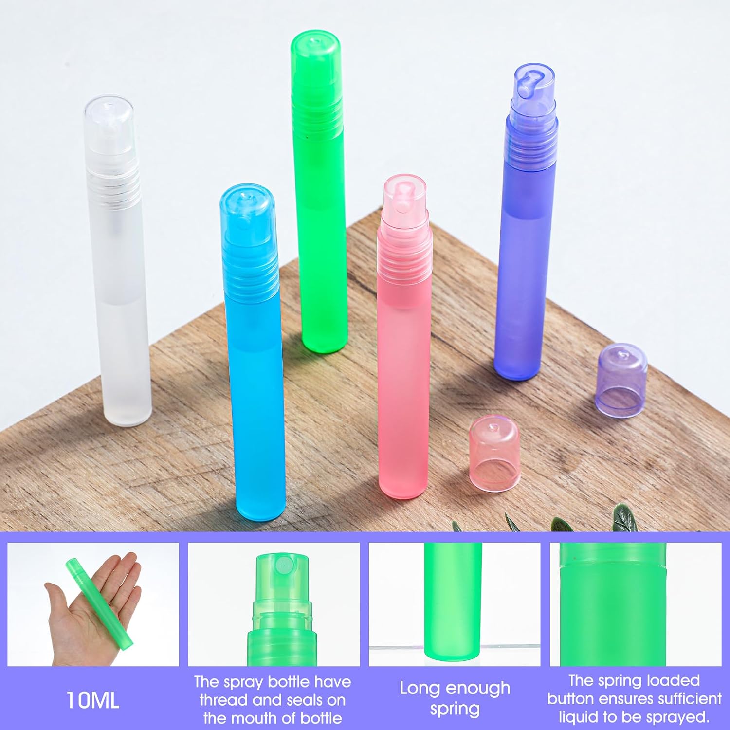 100 Pieces 10 ml/0.34 oz Spray Bottles Plastic Perfume Bottles Empty Fine Mist Perfume Bottle for Essential Oils Supplies