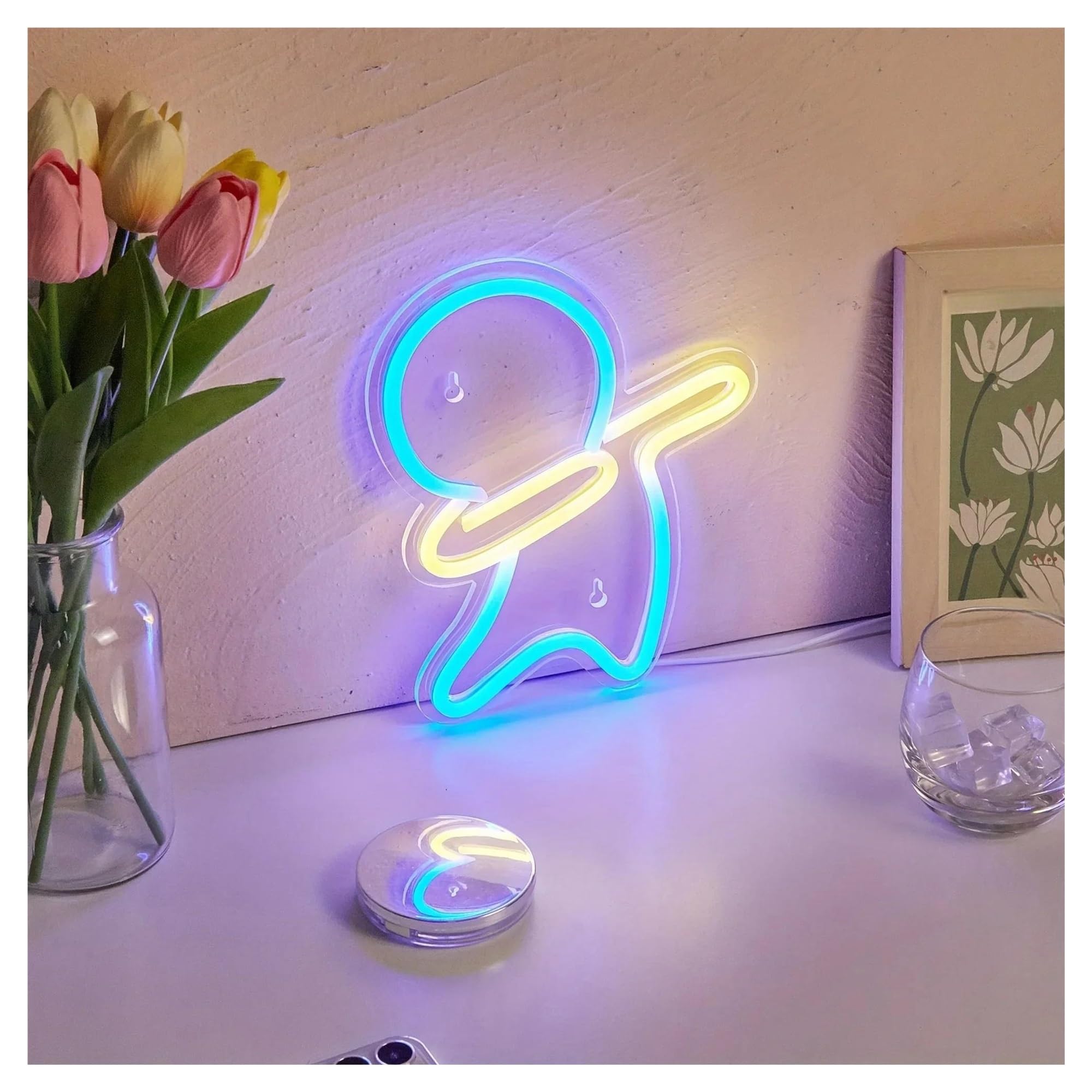 Luz de Diseño de Digital Letrero De Neón Con Luces De Pared Regulables Para Bar, Pub, Hogar, Cueva De Hombre, Decoración De Fiesta 19.3cm×22.5cm
