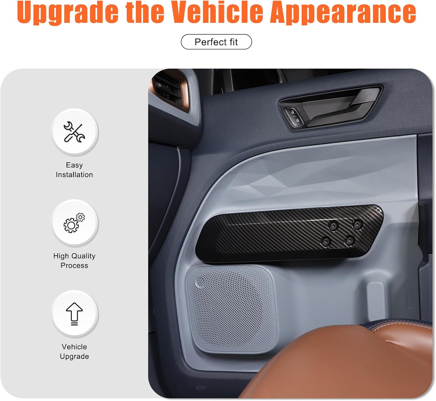 Daeiclru Inner Door Handle Panel Trim Cover Compatible with Ford Maverick 2022-2025, Front Rear Interior Door Armrest Panel Trim Cover Door Handle Scratch Protector Accessories (Carbon Fiber Pattern)