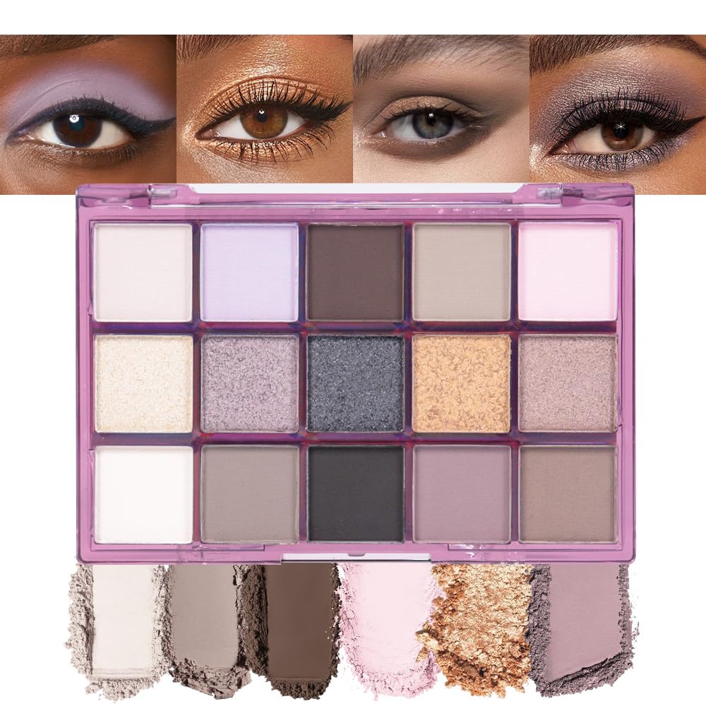 CAKAILA Smokey Eye Shadow Makeup Palette,15 Colors Nude Taupe Dark Shimmer Matte Makeup Pallet,Long Lasting Waterproof for Daily and Halloween,Vegan,Cruelty -free