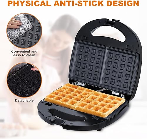 Miniatura 5 de Mini máquina para hacer donas, mini máquina para hacer panqueques para el desayuno, máquina antiadherente de doble cara para hacer 12 donas, máquina