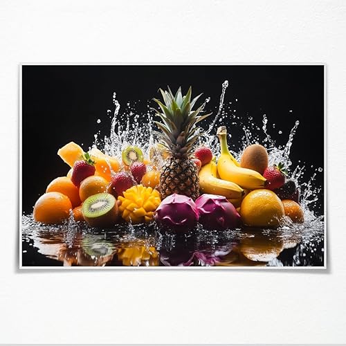 Miniatura 8 de Retro Kitchen room decor Still Life Of Tropical Fruits With Splashing Water aesthetic poster print artwork wall sticker for living rooms bedrooms