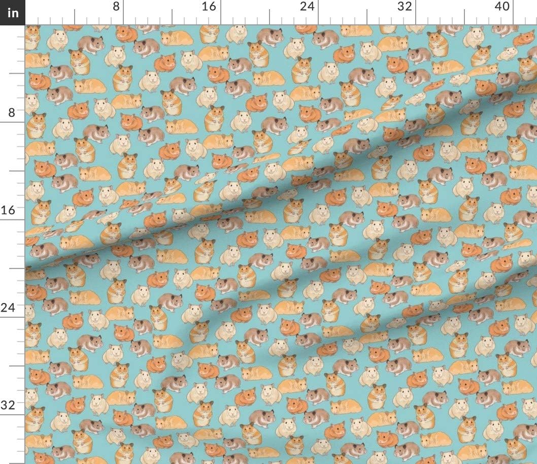 Spoonflower Fabric - Light Blue Hamster Small Animals Pets Guinea Pig Sugar Pet Rodent Printed on Petal Signature Cotton Fabric by The Yard - Sewing Quilting Apparel Crafts Decor