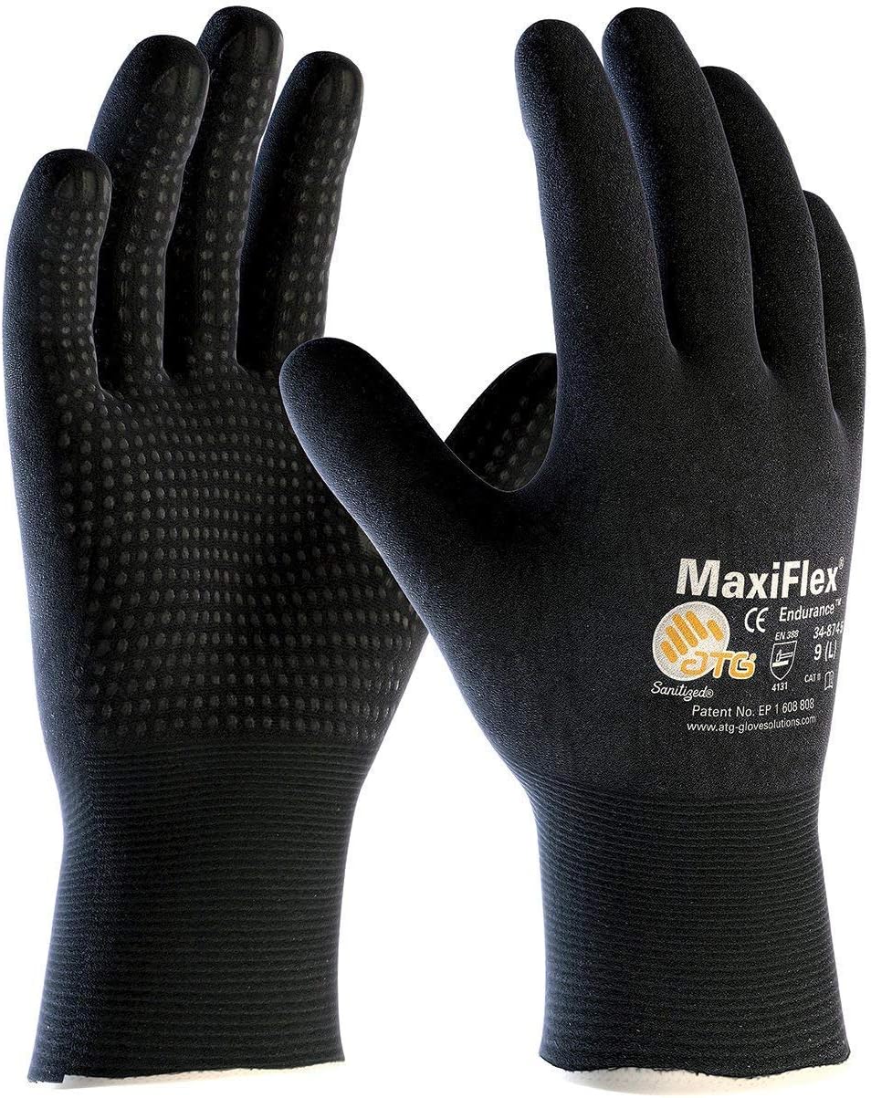 Pip Gloves - G-Tek Maxiflex Plus Iv Nitrile Gloves With Dotted Palms - Medium