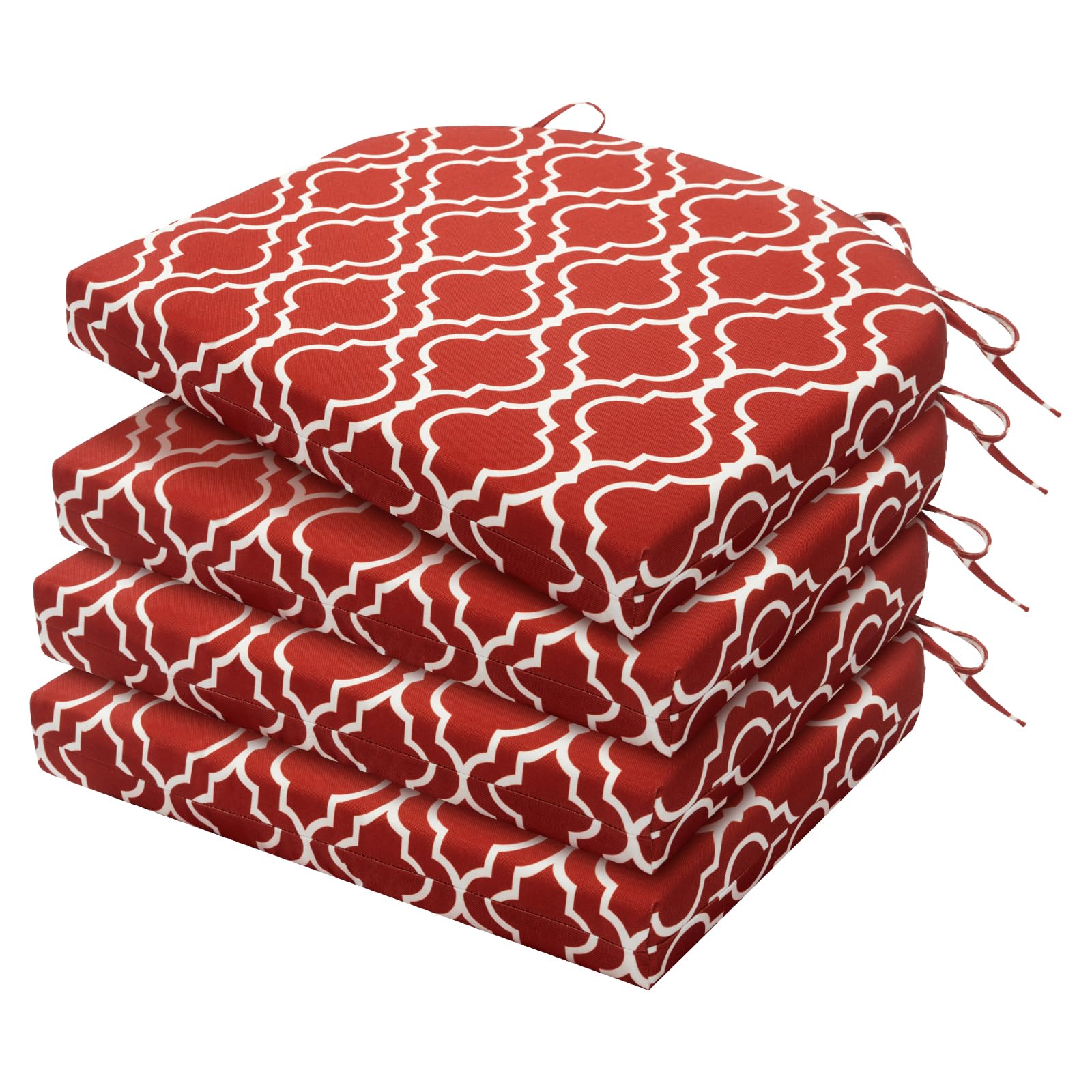 Photo 1 of HARBOREST Outdoor Chair Cushions Set of 2, Water Resistant Patio Chair Cushions with Ties, Outdoor Seat Cushions for Patio Furniture, 17"x16"x2", Wine Red Geometry