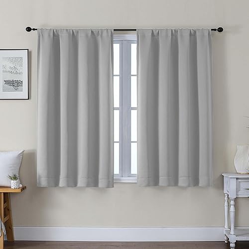 Miniatura 101 de Gwine - Cortinas opacas negras para dormitorio de 84 pulgadas de largo, juego de 2 paneles, cortinas sólidas reductoras de ruido con aislamiento