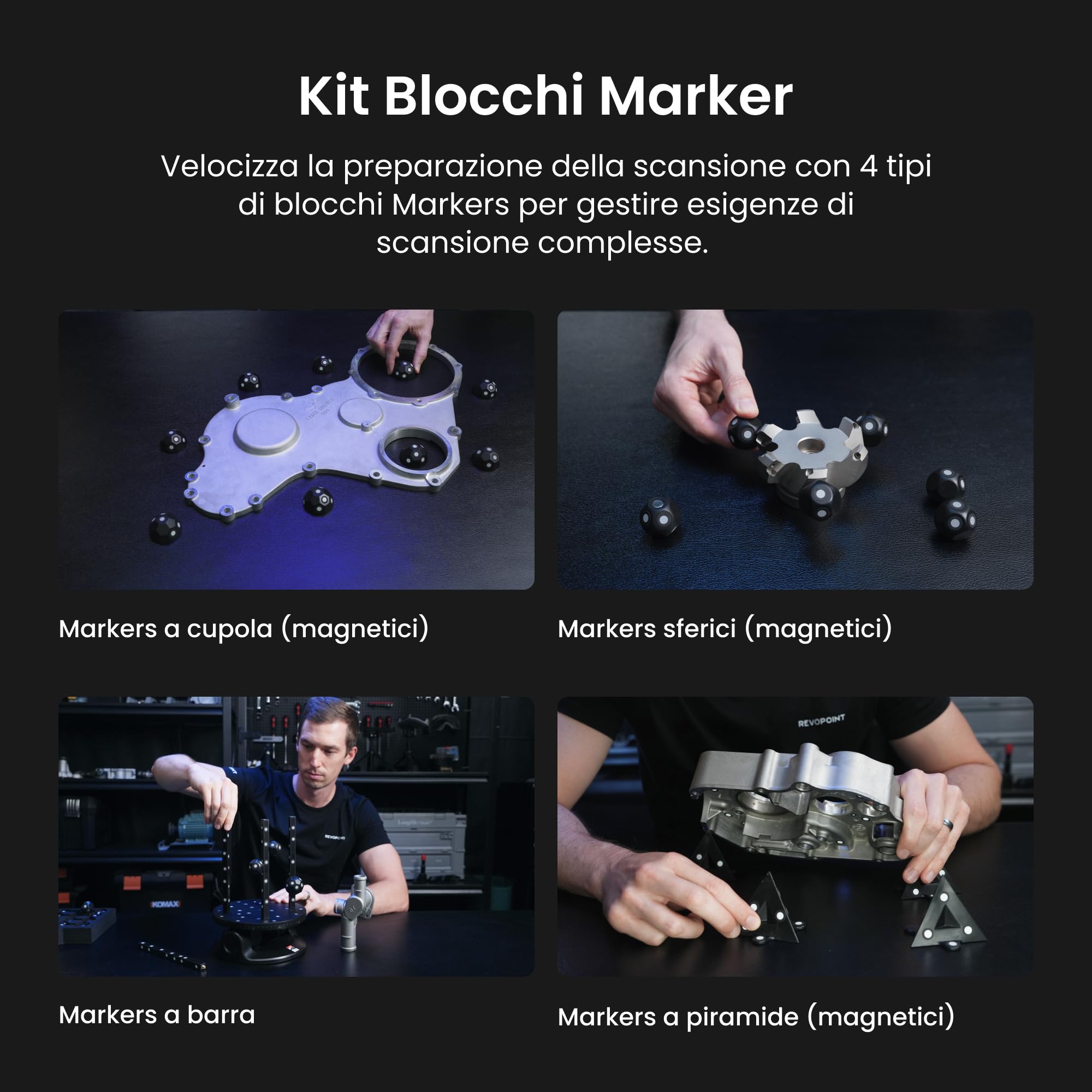 Revopoint MetroX Scanner 3D per Stampa 3D, Precisione fino a 0,01 mm, Accuratezza Metrologica, Fino a 60 fps, Laser Blu, 4 Modalità di Scansione, Scansione di Oggetti Metallici/Scuri, Avanzato