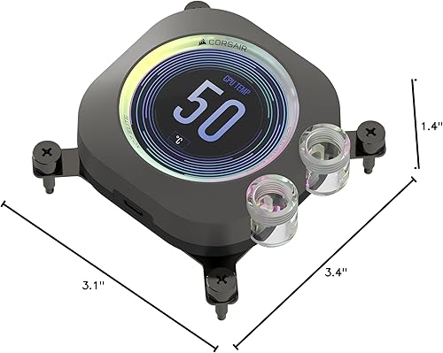 Miniatura 9 de CORSAIR XC7 RGB Elite - Bloque de agua para CPU LCD, pantalla LCD IPS de 480 x 480 pulgadas, 31 LED RGB, USB-C, compatible con Intel LGA 1700, AMD