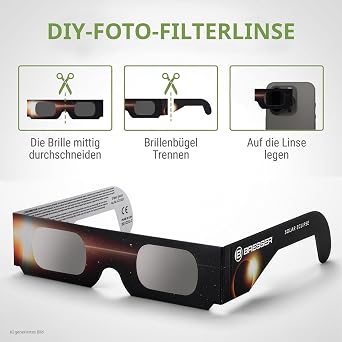 Bresser Solar Eclipse Glasses CE Certified ISO 12312-2 Pack of 3