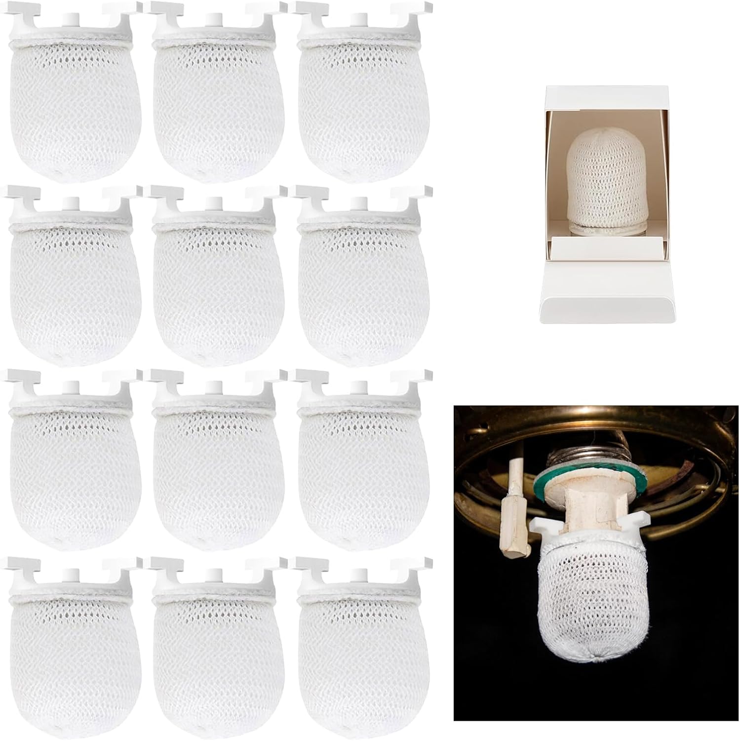 12 Pcs Preformed Gas Light Mantles, Gas Lamp Mantles Gaslight Mantles Preformed Inverted Mantle Gas Light Preformed Mantle for Outdoor Indoor Gas Lights