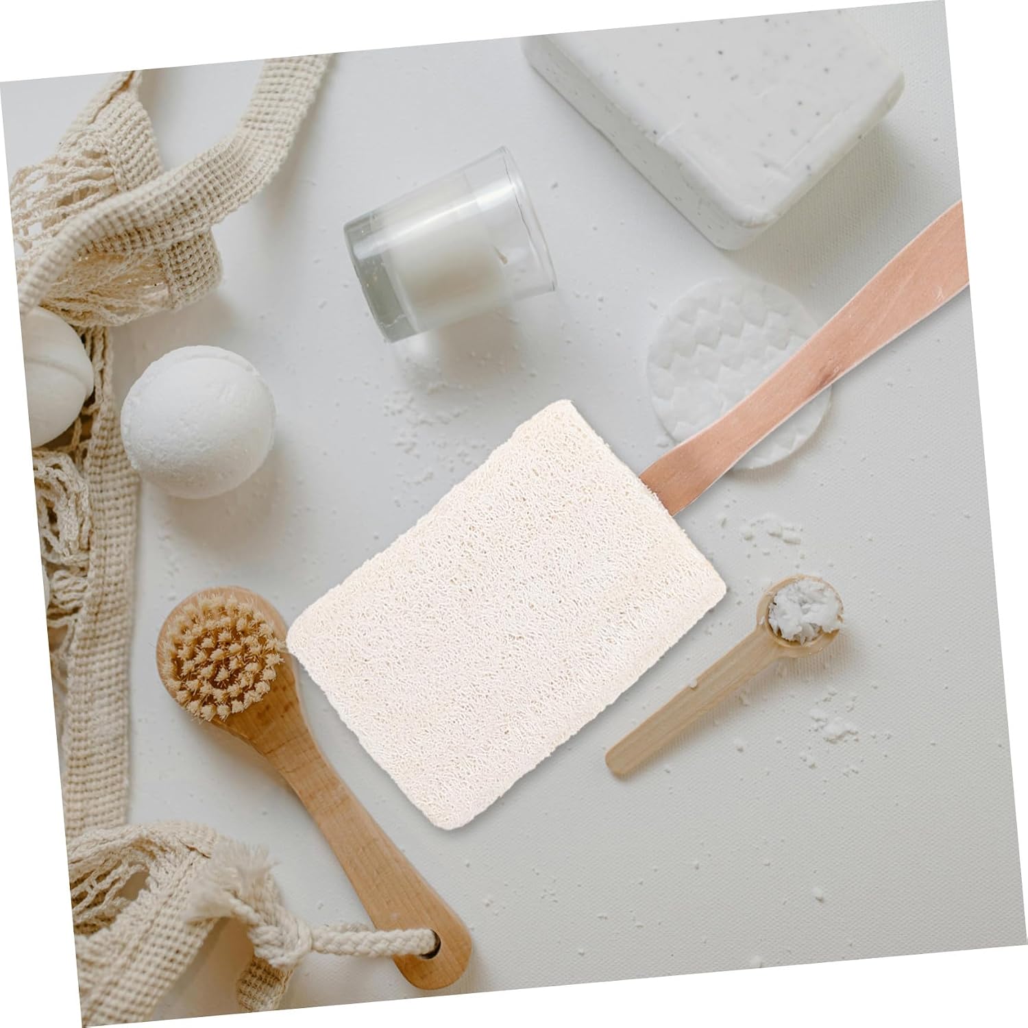 Back Scrubber Long Handle Body Brush with Natural White Pig Bristle and Loofah Exfoliating Bath Brush for Shower Dry Wet Use