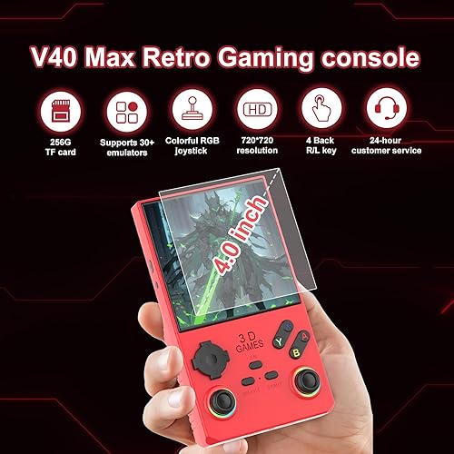 Miniatura 2 de FVBADE 40000 en 1 V40 MAX Consola de juegos portátil 4.0 pulgadas pantalla IPS Mini consola retro 4000mAh Arcade portátil de bolsillo 45+ emulador