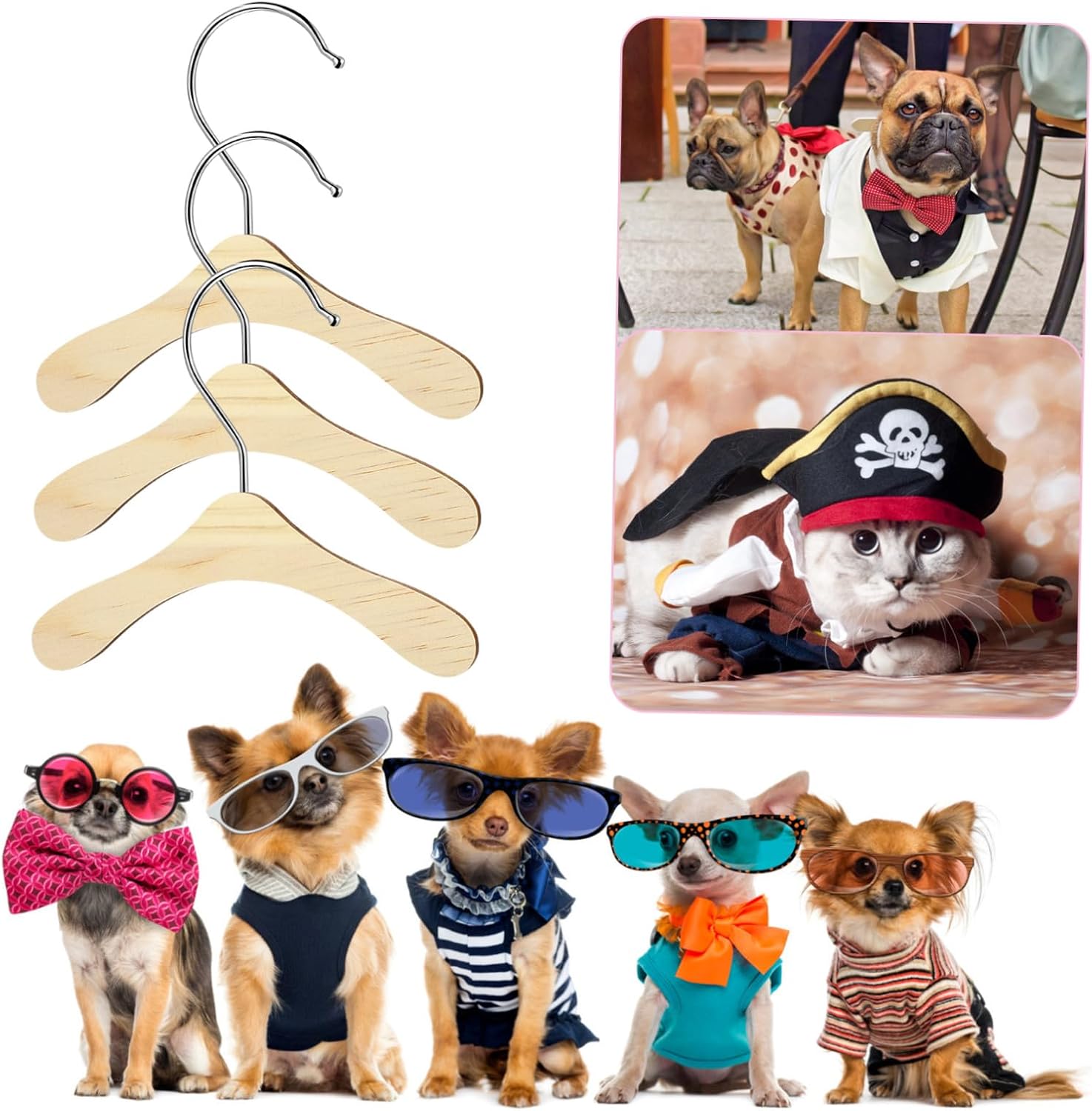 10 Pcs Wooden Dog Clothes Hangers Wooden Dog Clothes Hangers