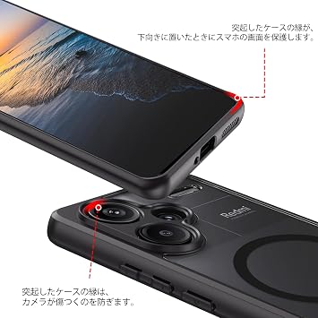 DUEDUE Redmi Note 13 Pro+ 5G Case with Magnet, Redmi Note 13 Pro Plus 5G Case, Black, Magnetic Car Mount Compatible, Smartphone Case, Lens Protection, Fingerprint Resistant, Integrated, Slim TPU Case