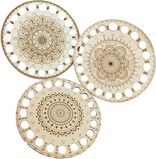 3Pcs Embroidery Floss Organizer,Vintage Style Round Shape Wood Cross Stitch Floss Thread Holder Storage Tool