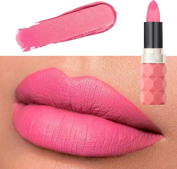 Light Pink Matte Lip Stick, Bright Pink Lipstick for Women, Long Lasting, Hot Color Smooth Full-Coverage Moisturizing Lipsticks, Waterproof Non-Sticky Tinted Lip Balm for Girls & Lady