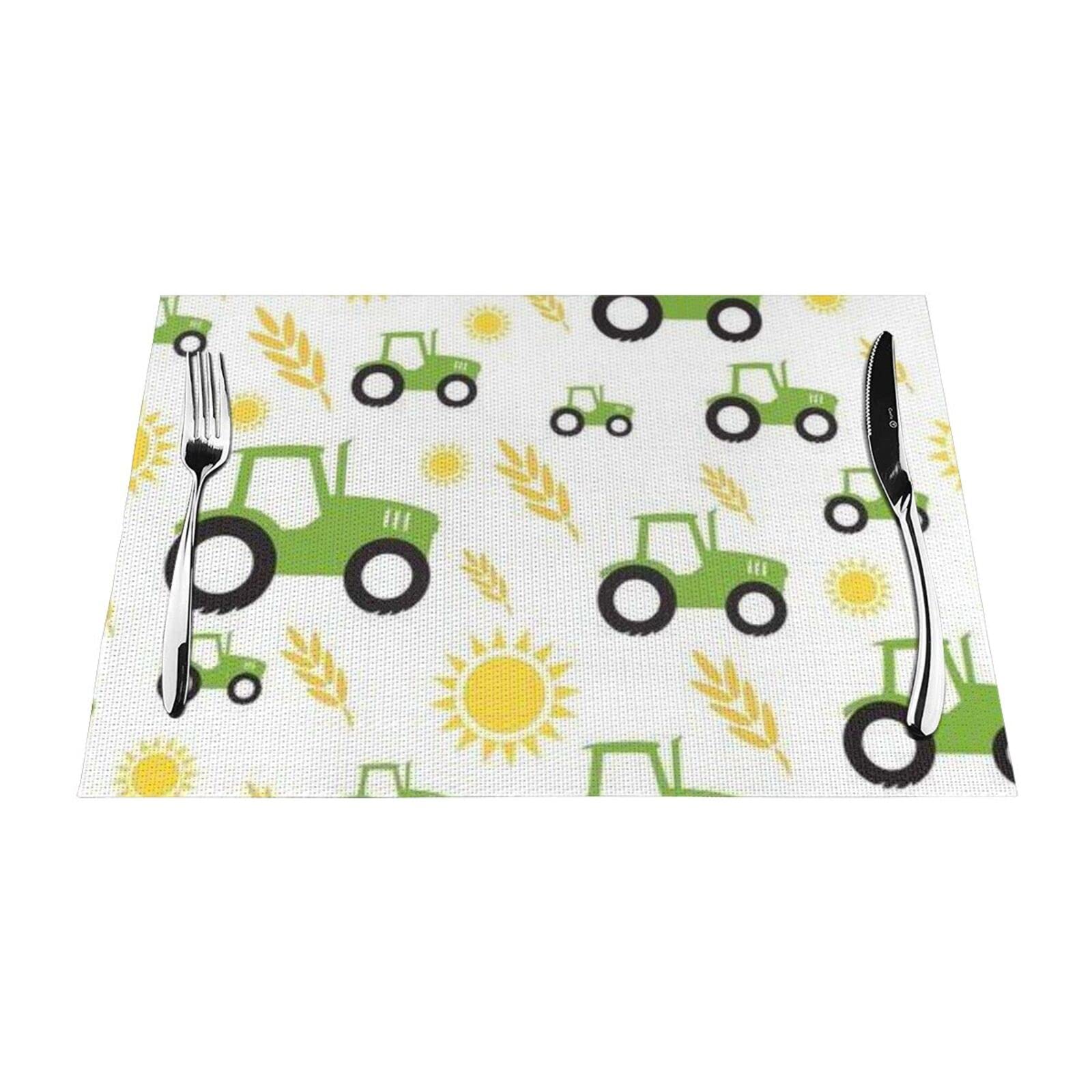PVC Placemat Set of 1 PCS, 45x30 CM, tractor farming Printed Non-Slip Heat Resistant Place Mats for Kitchen Dining Table Indoor Outdoor